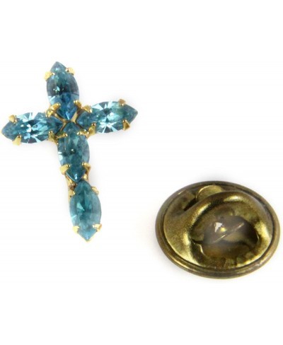 6030260 March Rhinestone Birth Month Cross Lapel Pin Christian Tie Tack Brooch $13.73 Brooches & Pins