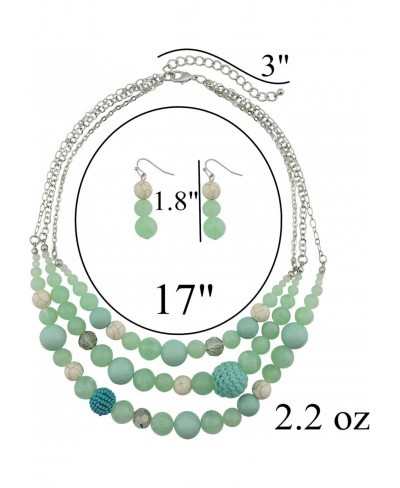 3 Layer Strand Beads Statement Necklace Earring Women Jewelry Set $16.26 Jewelry Sets