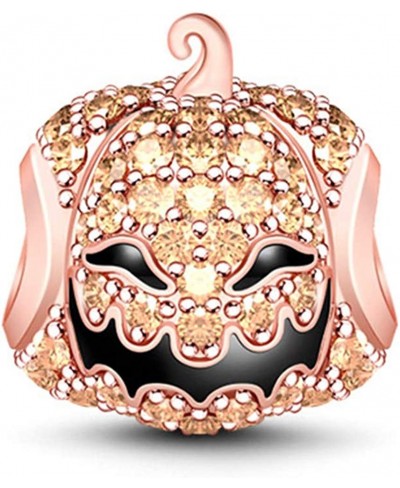 Pumpkin for Halloween Bead Charms with Cubic Zirconi Rose Gold Plated Charm Beads Fit Bracelet/Necklace Jewelry Gift for Wome...