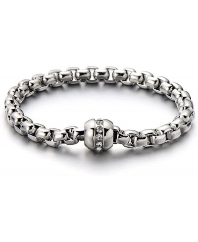 Stainless Steel Ladies Link Chain Bracelet Polished with Cubic Zirconia $13.17 Link