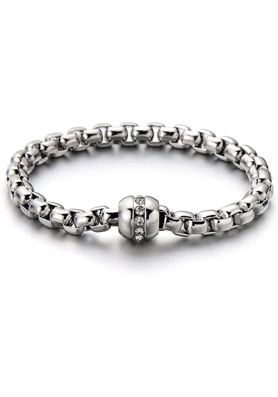 Stainless Steel Ladies Link Chain Bracelet Polished with Cubic Zirconia $13.17 Link