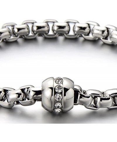 Stainless Steel Ladies Link Chain Bracelet Polished with Cubic Zirconia $13.17 Link