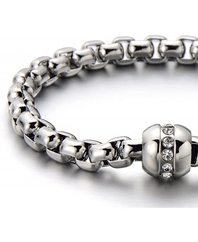 Stainless Steel Ladies Link Chain Bracelet Polished with Cubic Zirconia $13.17 Link