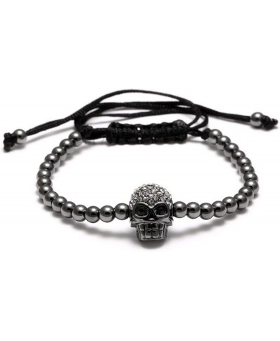 Brass Ball Skull Bracelets Black Rape Adjustable Handmade Knot Bracelet Father's Gifts Day YB003 $12.74 Cuff