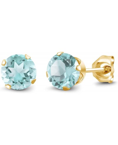 Sky Blue Topaz Yellow Gold Plated Silver Stud Earrings (1.20 Cttw Gemstone Birthstone Round Shape 5MM) $17.13 Stud