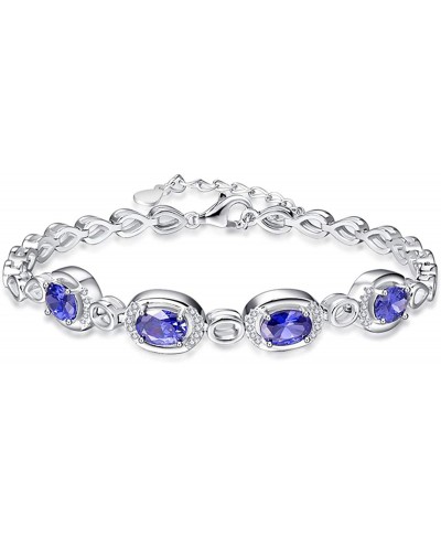 Women's Solid 925 Sterling Silver Oval Cut Cubic Zirconia Birthstone Link Chain Bracelet 6.89 $33.32 Link