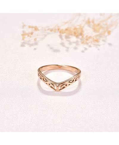 3 Pcs Stainless Steel Rings for Women Girls Celtic Rose Gold Wishbone Chevron Ring Silver Cubic Zirconia Ring Set Size 6-9 $1...