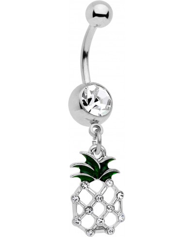 14G 316L Stainless Steel Navel Ring Piercing Clear Accent Pineapple Belly Button Ring 7/16” $11.25 Piercing Jewelry