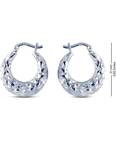 Sterling Silver Jewelry Round Oval Shaped Puff Diamond Cut Click Top Hoop Earrings for Teens and Women $25.53 Hoop
