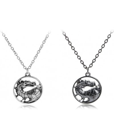 2PCS One Set Mortal Kombat Merchandise Two Dragon Wizard Medallion Pendants Silvertone Plated Vintage Mortal Targaryen Dragon...