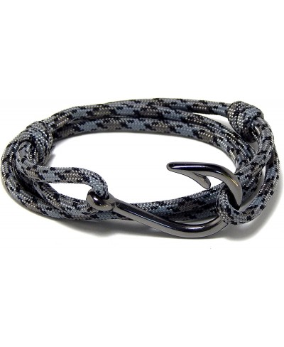 Men's Women's Nautical Fish Hook Bracelet Gray Gunmetal Black Tone Fish Hook Adjustable $15.39 Wrap