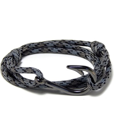 Men's Women's Nautical Fish Hook Bracelet Gray Gunmetal Black Tone Fish Hook Adjustable $15.39 Wrap