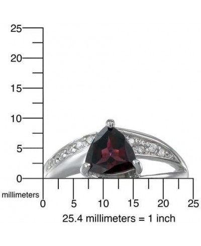 0.80 cttw Garnet Ring .925 Sterling Silver with Rhodium Triangle Shape 7 MM $20.87 Statement