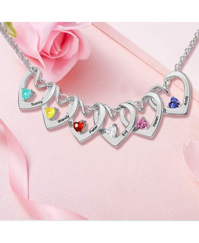 Mom Gift Personalized Mother Necklace with 1-6 Birthstones & Engraved Names Custom Family Necklace Heart Name Necklaces for M...