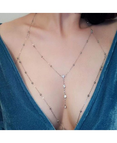 Sexy Body Chain Rhinestone Silver Chain Bra Layered Body Jewelry Crystal Waist Chain Beaded Body Accessory for Women $10.55 B...