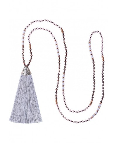 Womens Tassel Necklace Strand Necklace Stylish Handmade Crystal Beaded Necklace $18.23 Strands