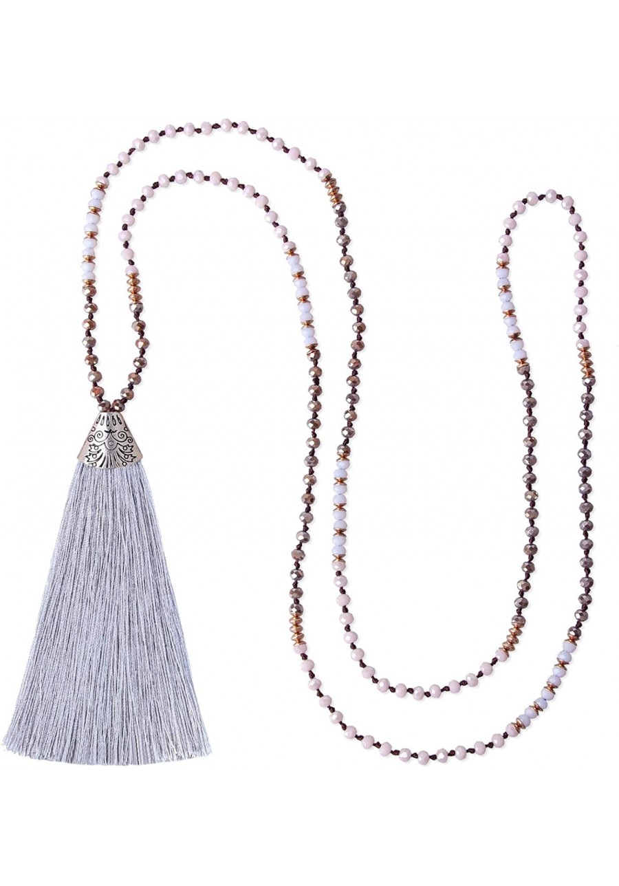 Womens Tassel Necklace Strand Necklace Stylish Handmade Crystal Beaded Necklace $18.23 Strands