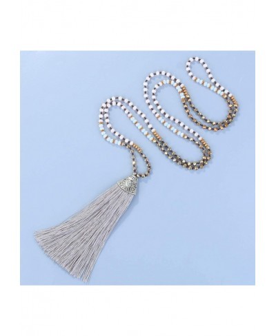 Womens Tassel Necklace Strand Necklace Stylish Handmade Crystal Beaded Necklace $18.23 Strands