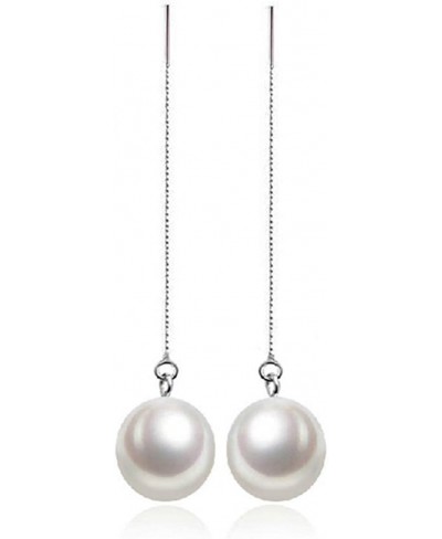 Sterling Silver White SeaShell Pearl Dangle Drop Earrings Threader Ear Line $13.01 Drop & Dangle