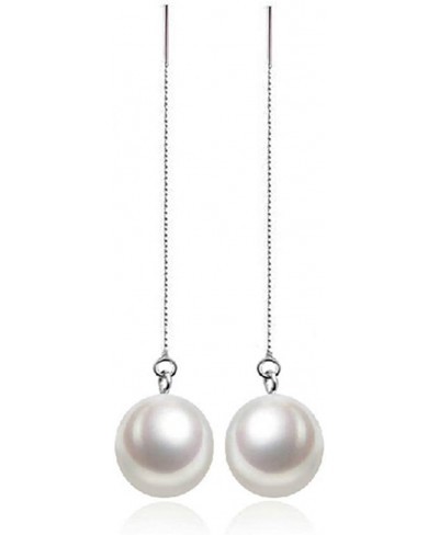 Sterling Silver White SeaShell Pearl Dangle Drop Earrings Threader Ear Line $13.01 Drop & Dangle