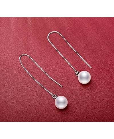 Sterling Silver White SeaShell Pearl Dangle Drop Earrings Threader Ear Line $13.01 Drop & Dangle