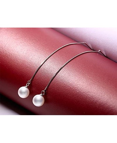 Sterling Silver White SeaShell Pearl Dangle Drop Earrings Threader Ear Line $13.01 Drop & Dangle