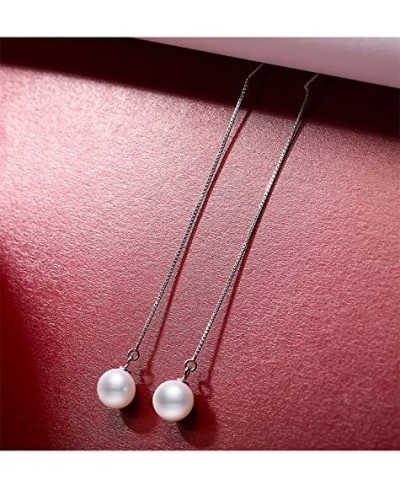 Sterling Silver White SeaShell Pearl Dangle Drop Earrings Threader Ear Line $13.01 Drop & Dangle