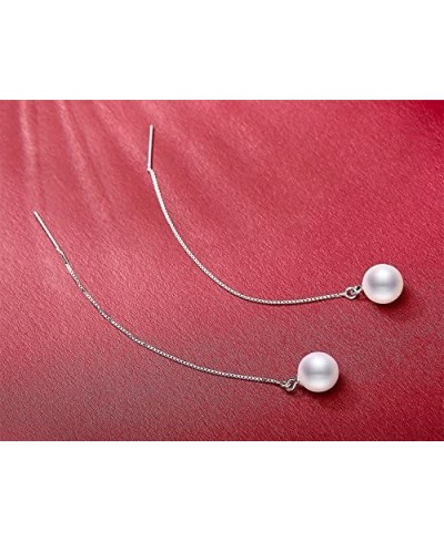 Sterling Silver White SeaShell Pearl Dangle Drop Earrings Threader Ear Line $13.01 Drop & Dangle