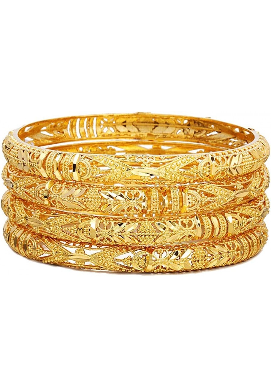 18K Gold Plated Dubai Gold Bangles Women Gold Color Bangles&Bracelet African/Ethiopian/Arab/Kenya/Middle East Wedding Gifts(4...