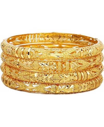 18K Gold Plated Dubai Gold Bangles Women Gold Color Bangles&Bracelet African/Ethiopian/Arab/Kenya/Middle East Wedding Gifts(4...