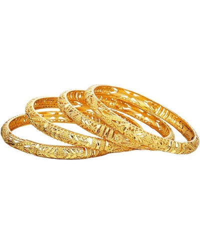 18K Gold Plated Dubai Gold Bangles Women Gold Color Bangles&Bracelet African/Ethiopian/Arab/Kenya/Middle East Wedding Gifts(4...