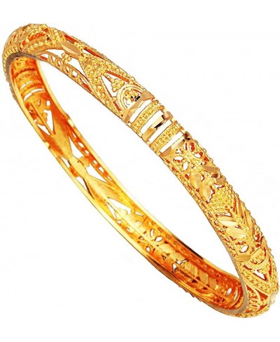 18K Gold Plated Dubai Gold Bangles Women Gold Color Bangles&Bracelet African/Ethiopian/Arab/Kenya/Middle East Wedding Gifts(4...