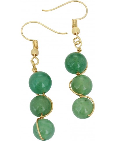 Stone Drop Earrings for Women Wire Wrapped Triple Ball Beaded Dangle Hook Earrings for Ladies $11.86 Drop & Dangle
