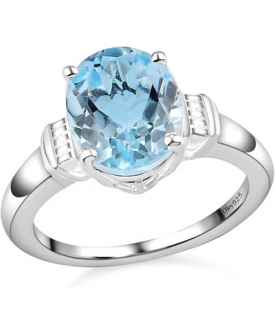 Sky Blue Topaz Solitaire Engagement Ring for Women 925 Sterling Silver $16.05 Engagement Rings