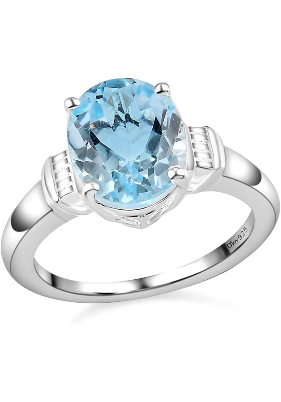 Sky Blue Topaz Solitaire Engagement Ring for Women 925 Sterling Silver $16.05 Engagement Rings