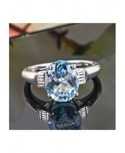 Sky Blue Topaz Solitaire Engagement Ring for Women 925 Sterling Silver $16.05 Engagement Rings