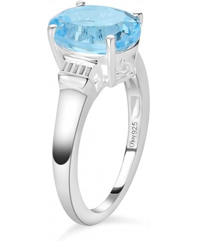 Sky Blue Topaz Solitaire Engagement Ring for Women 925 Sterling Silver $16.05 Engagement Rings