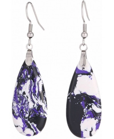 MengPa Imperial Jasper Stone Drop Earrings for Women Leaf Shape Jewelry $12.88 Drop & Dangle