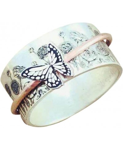 Personalized Retro Butterfly Spinning Ring Butterfly Meditation Inspirational Ring Inspirational Ring Gift For Women (Size - ...