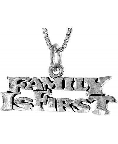 Sterling Silver Family is First Word Necklace on an 18 inch Box Chain $21.90 Pendants & Coins