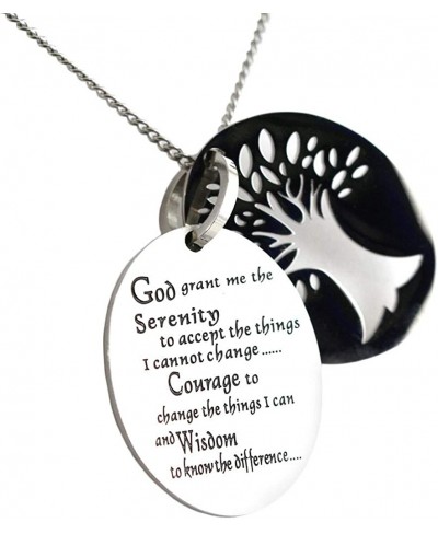 Two Piece Serenity Prayer Pendant Necklace with Tree of Life Cut Out - Prayer Necklace - 12 Step Jewelry $19.34 Pendant Neckl...