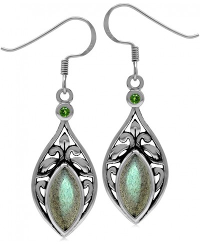 Natural Cabochon Stones 925 Sterling Silver Scroll Filigree Drop Dangle Hook Earrings Jewelry for Women $23.93 Drop & Dangle