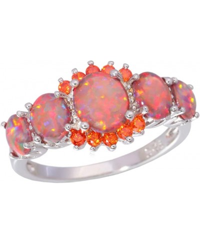 Opal Round Cut Band Rings Simulated Silver Plated Jewelry Victorian Style Wedding Engagement Finger Accessories $5.27 Bands