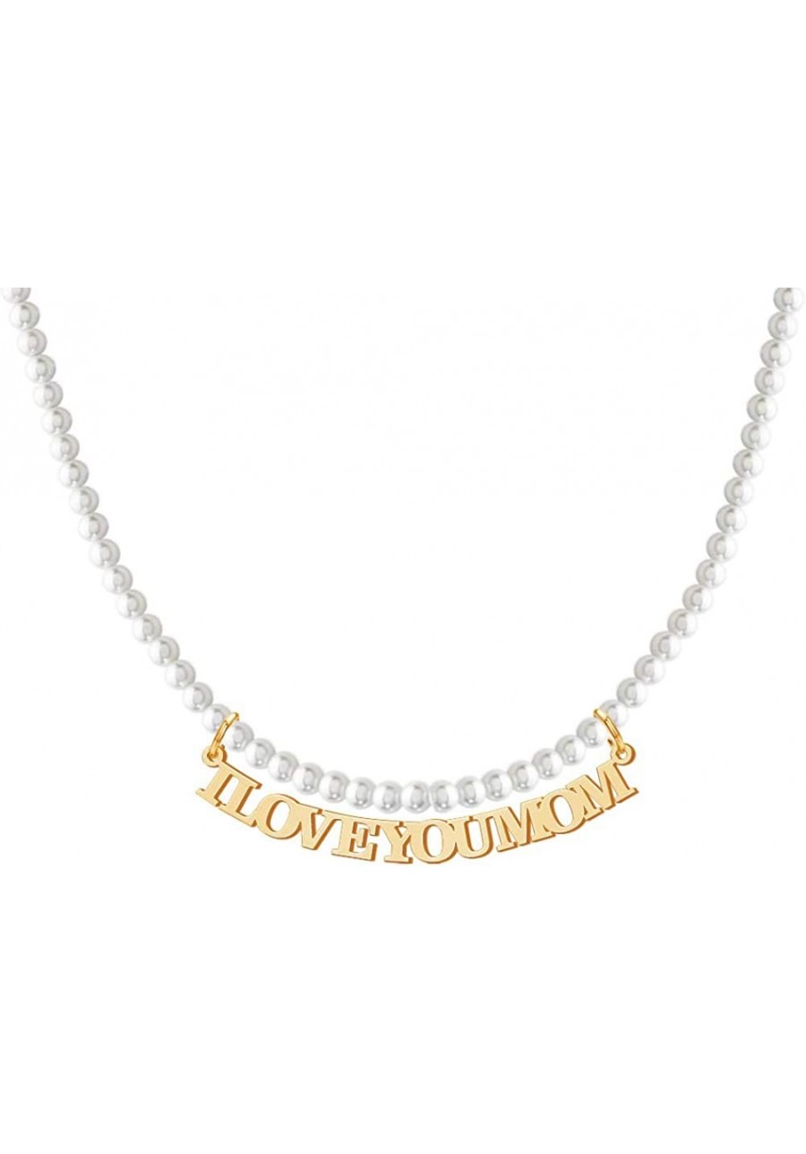 Pearl Necklace Custom White Pearl Necklaces with Name Personalized Pendant Jewelry Gift for Women $28.59 Pearl Strands