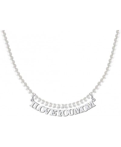 Pearl Necklace Custom White Pearl Necklaces with Name Personalized Pendant Jewelry Gift for Women $28.59 Pearl Strands