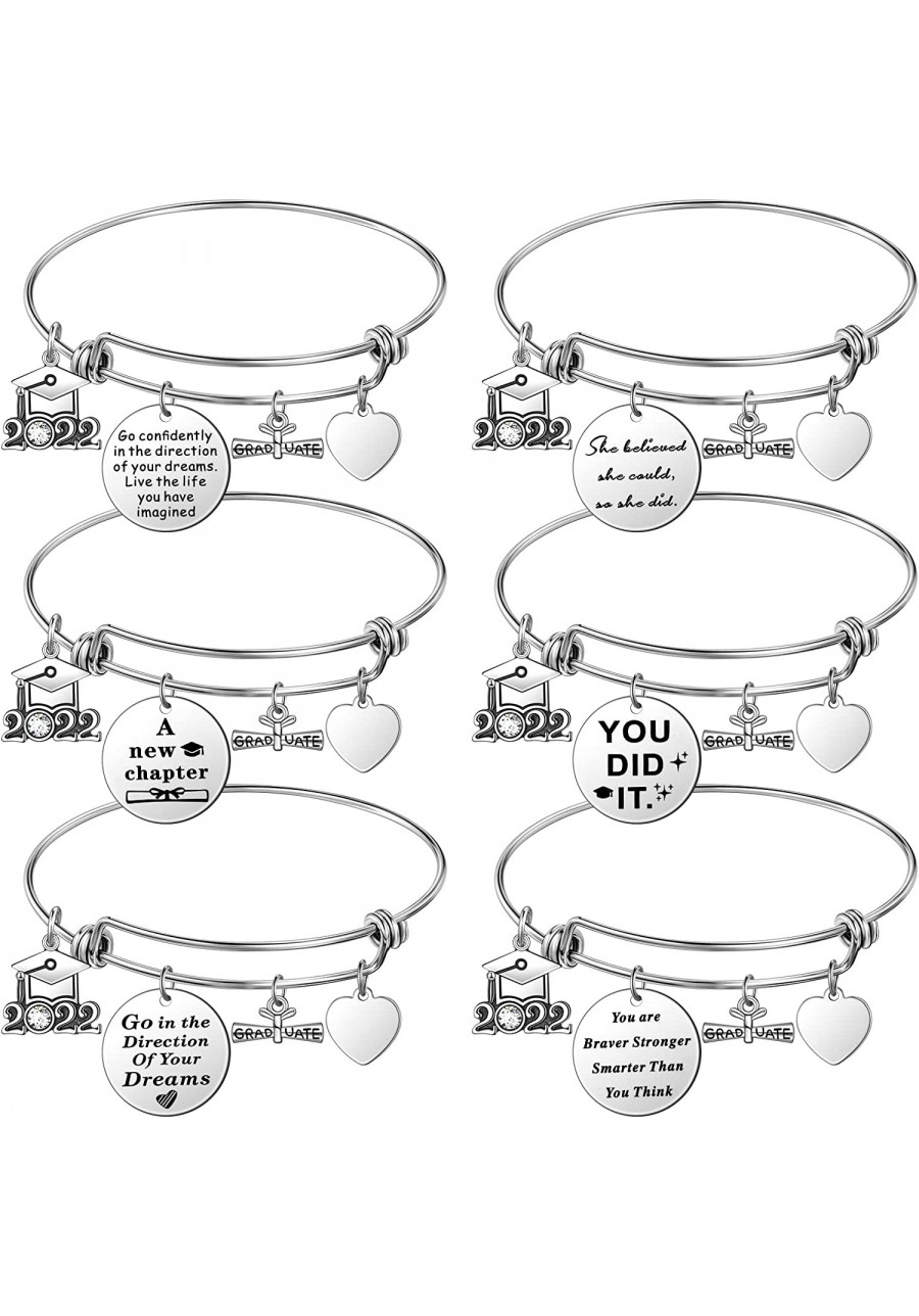 6 Pieces Graduation Bracelet Gifts for Her 2022 High School College Grad Bangle Gifts Congrats Bracelets Gifts Graduation Ins...