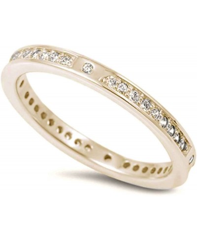 Yellow Plated Cubic Zirconia Eternity Band .925 Sterling Silver Ring Sizes 9 $14.78 Eternity Rings