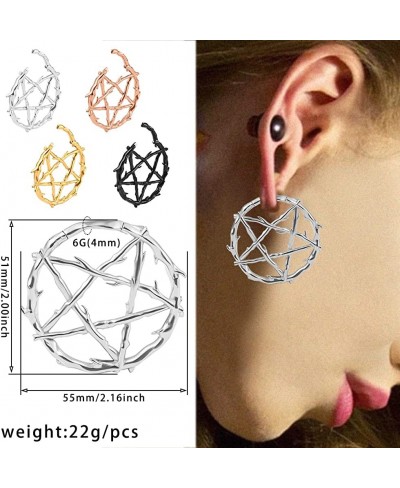 2PCS Pentagram Ring Ear Weights for Stretched Ears Gauges Ear Plugs Body Piercing Tunnels 316 Stainless Steel Hypoallergenic ...