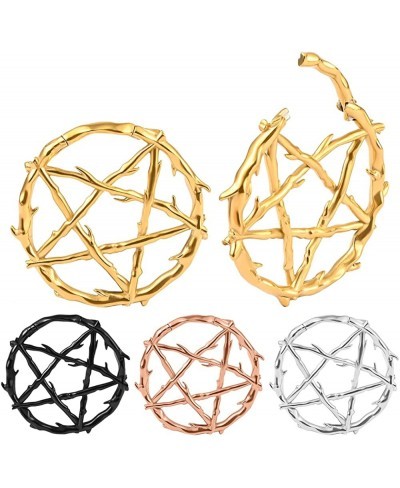 2PCS Pentagram Ring Ear Weights for Stretched Ears Gauges Ear Plugs Body Piercing Tunnels 316 Stainless Steel Hypoallergenic ...