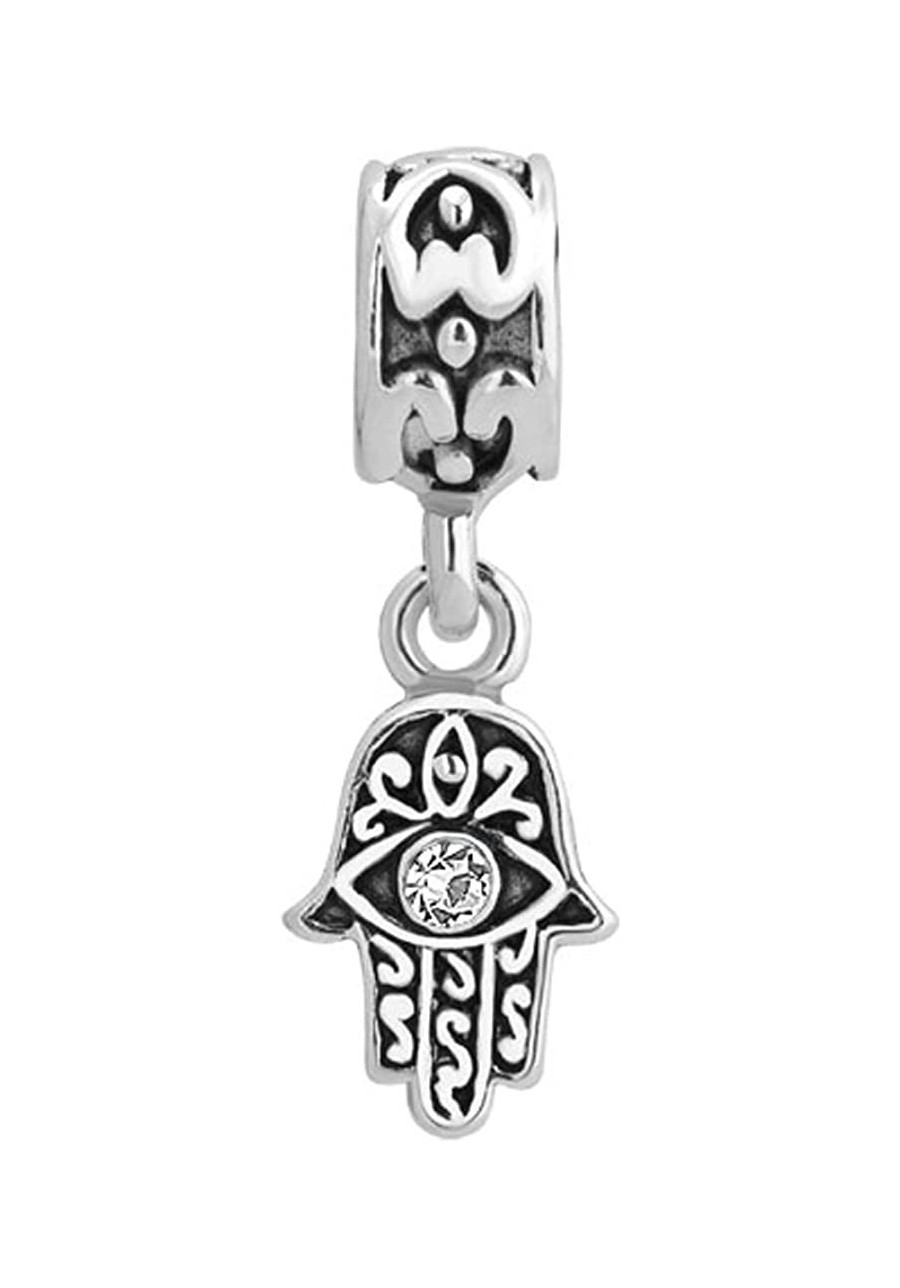 Lucky Charm Heart Love Dangle Hamsa Hand Blue Evil Eye Spacer Charms Beads for Bracelet $7.19 Charms & Charm Bracelets